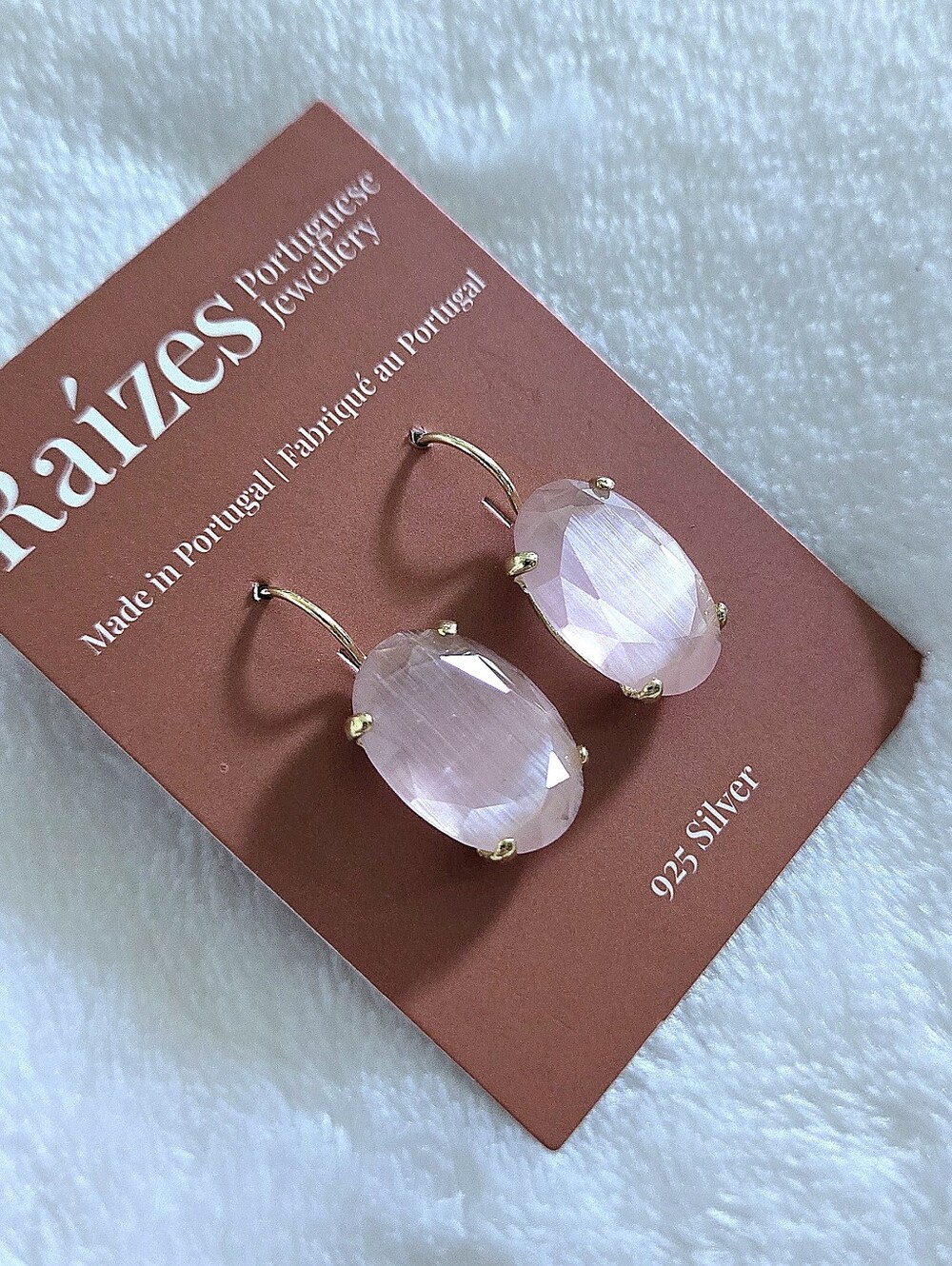 Raizes Natural Rose🌹 Quartz Earrings - Picture 14 of 16